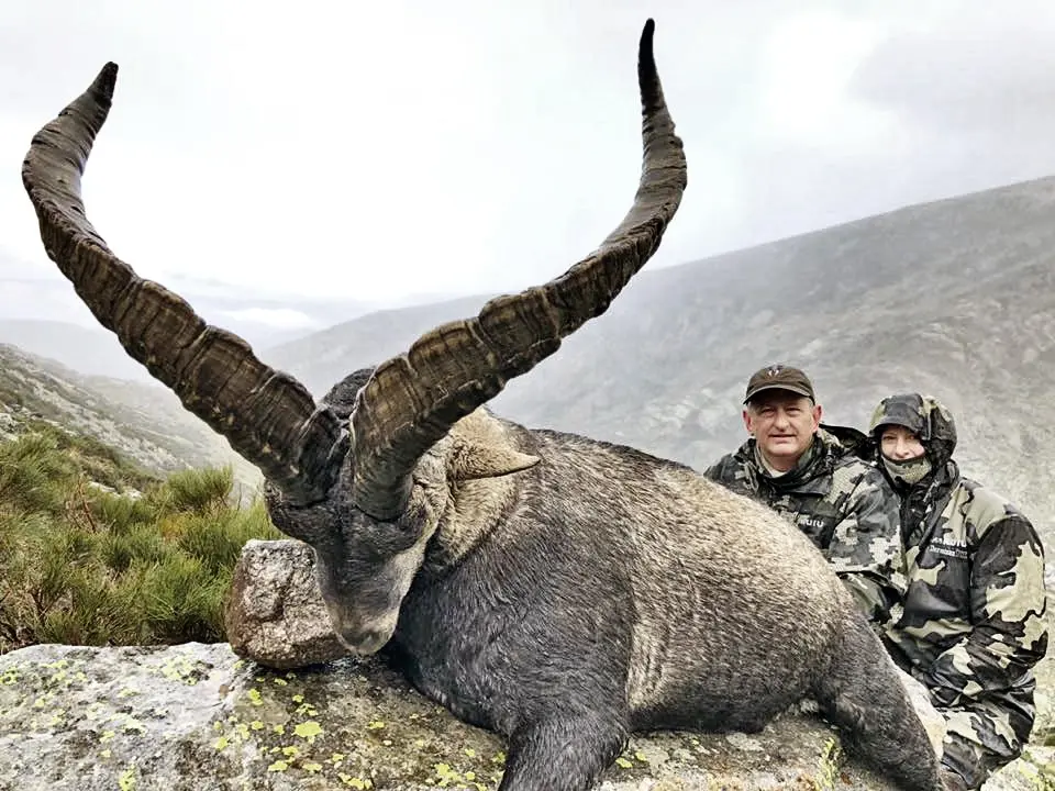 Hunter with a Gredos ibex in Spain